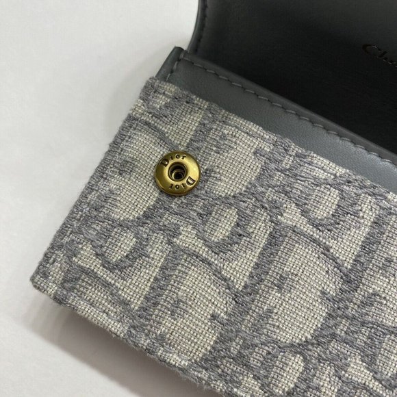 Christian Dior Gray Oblique Jacquard Saddle Flap Wallet - Picture 9 of 15